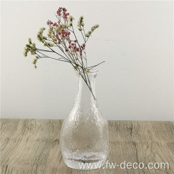 Hammered Crystal Glass Bud Vase Modern Round